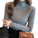 Damen Strickpullover mit Rollkragen aus Baumwolle und Acryl Einfarbiger eleganter Pullover mit langen Ärmeln Universelle Größe für Herbst 6