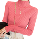 Damen Strickpullover mit Rollkragen aus Baumwolle und Acryl Einfarbiger eleganter Pullover mit langen Ärmeln Universelle Größe für Herbst und Winter 14