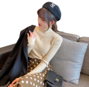 Damen Strickpullover mit Rollkragen aus Baumwolle und Acryl Einfarbiger eleganter Pullover mit langen Ärmeln Universelle Größe für Herbst und Winter 9