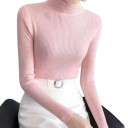 Damen Strickpullover mit Rollkragen aus Baumwolle und Acryl Einfarbiger warmer Pullover mit langen Ärmeln Universelle Größe für Herbst und Winter 9