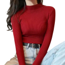 Damen Strickpullover mit Rollkragen aus Baumwolle und Acryl Einfarbiger warmer Pullover mit langen Ärmeln Universelle Größe für Herbst und Winter 7