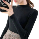 Damen Strickpullover mit Rollkragen aus Baumwolle und Acryl Einfarbiger warmer Pullover mit langen Ärmeln Universelle Größe für Herbst und Winter 2