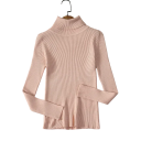 Damen Strickpullover mit Rollkragen aus Baumwolle und Polyester Einfarbiger eleganter Pullover mit langen Ärmeln Universelle Größe für Herbst und Winter 15