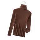Damen Strickpullover mit Rollkragen aus Baumwolle und Polyester Einfarbiger eleganter Pullover mit langen Ärmeln Universelle Größe für Herbst und Winter 21