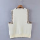Damen Strickweste mit eingewebtem ornamentalen und blumigen Muster Rundhalsausschnitt Ohne Ärmel Gemusterte Abschlüsse der Armlöcher Acryl 4