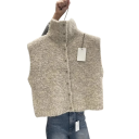 Damen Strickweste mit Stehkragen und Knöpfen ohne Ärmel Polyester strukturierte Oberfläche für den täglichen Gebrauch 2