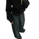 Damen Sweatpants mit Taschen, Kordelzug und Logo an der Seite, einfarbig, Polyester und Baumwolle, bequem und stylisch für die Freizeit 2