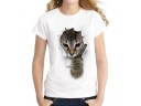 Damen-T-Shirt 3D mit einer Katze J539 2