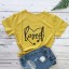 Damen-T-Shirt mit dem Aufdruck „Loved“. 4