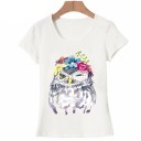 Damen-T-Shirt mit Eulen-Print 2