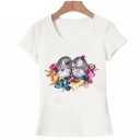 Damen-T-Shirt mit Eulen-Print 1