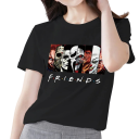 Damen T-Shirt mit Horror-Print Friends Kultfiguren Filmfiguren Horrormotiv Lustiges Design Kurzarm Streetwear-Style 1