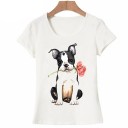 Damen-T-Shirt mit Hundeaufdruck A1312 1