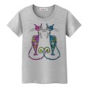 Damen-T-Shirt mit Katzenaufdruck B385 1