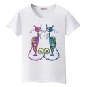 Damen-T-Shirt mit Katzenaufdruck B385 1