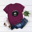 Damen-T-Shirt mit Lippen-Print 4