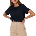 Damen T-Shirt mit lockeren Ärmeln, schlichtes Rundhals-Oberteil, modische lässige Passform, bequemes T-Shirt für die Freizeit 6