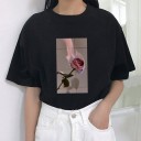 Damen-T-Shirt mit Rosendruck B402 1