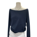 Damen T-Shirt mit U-Boot-Ausschnitt Asymmetrische lockere Passform Schlichtes minimalistisches Design Lange Ärmel Weiches angenehmes Material 4