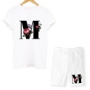 Damen-T-Shirt und Shorts mit einem Buchstaben 14