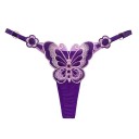 Damen-Tanga mit Schmetterlingsstickerei aus transparenter Netzware mit verstellbarem Bund sexy Unterwäsche für den täglichen Gebrauch Einheitsgröße 7
