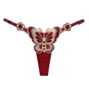 Damen-Tanga mit Schmetterlingsstickerei aus transparenter Netzware mit verstellbarem Bund sexy Unterwäsche für den täglichen Gebrauch Einheitsgröße 3