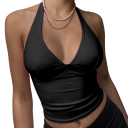 Damen Tanktop einfarbig V-Ausschnitt breite Träger Polyester Baumwolle bequemer eleganter Top für den Sommer und zum Schichten 4