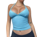 Damen Tanktop einfarbig V-Ausschnitt breite Träger Polyester Baumwolle bequemer eleganter Top für den Sommer und zum Schichten 3