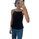 Damen Tanktop Rundhalsausschnitt Dünne Träger Offene Rücken Einfarbiges Sommer-Tanktop aus Polyester für leichtes Tragen 4