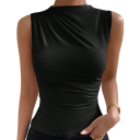 Damen Tanktop Rundhalsweite Breite Träger Einfarbiges Sommer-Tanktop aus Polyester und Spandex für bequemen Alltag 6