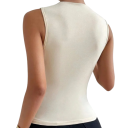 Damen Tanktop Rundhalsweite Breite Träger Einfarbiges Sommer-Tanktop aus Polyester und Spandex für bequemen Alltag 2