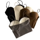 Damen Tanktop Universelle Größe Einfarbig Dünne Träger Rundhalsausschnitt Material Polyester Baumwolle Basis Top 5