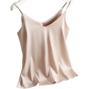 Damen Tanktop V-Ausschnitt Dünne Träger Einfarbig Elegantes Top aus Polyester und Seide für leichtes Tragen im Sommer 12