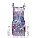 Damen transparente Mini-Kleid mit dünnen Trägern und buntem Wellenmuster Polyester-Mesh Für den alltäglichen Sommergebrauch und über Badesachen 2