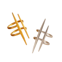 Damen Trend Doppelring 4,2 x 1,7 cm Verstellbare Größe Edelstahl Offener Ring mit paralleler Linie Moderner Schmuck 1