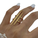 Damen Trend Doppelring 4,2 x 1,7 cm Verstellbare Größe Edelstahl Offener Ring mit paralleler Linie Moderner Schmuck 4