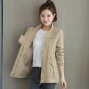 Damen Übergangsjacke mit Stehkragen und tailliertem Schnitt für Frühling und Herbst Große Taschen mit Klappe Reißverschluss Polyester 7