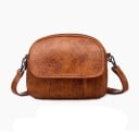 Damen Umhängetasche mit abgerundetem Design Glänzende Oberfläche mit gewellter Textur Vorderklappe Oberer Reißverschluss PU-Leder 19 x 16 x 3