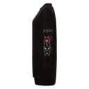 Damen verlängerte schwarze Sweatshirt mit bunten bestickten Blumen an den Ärmeln Sweatkleid Rundhalsausschnitt mit Rippbündchen Polyester 5