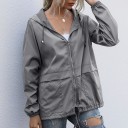 Damen wasserdichte Jacke mit Kapuze und Reißverschluss Leichter Polyester Kordelzug in der Kapuze und im unteren Saum Elastische 5