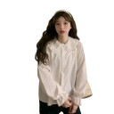 Damen weiße elegante Bluse mit langen Ärmeln und Rüschen Stilvolle Bluse mit Kragen Knopfverschluss Leichtes Polyester Material 2