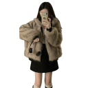 Damen Wende Winterjacke mit Kapuze Warme Jacke mit Reißverschluss und pelziger Innenseite sowie Taschen Eleganter Wintermantel für komfortables Tragen 5