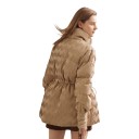 Damen Winter Daunenjacke mit Entenfedern, Stehkragen und Kordelzug in der Taille, strukturiert mit Ballonärmeln 10