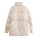 Damen Winter Daunenjacke mit Entenfedern, Stehkragen und Kordelzug in der Taille, strukturiert mit Ballonärmeln 3