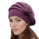 Damen Winter Strickbaret mit Blume Starker Plüsch Wollmütze Polyester Warmer eleganter Hut für Mütter Verschiedene Farben Herbst Winter Stil 7