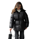 Damen Winterjacke Kapuze Reißverschluss und Druckknöpfe Kordelzug in der Taille Taschen für die Hände Warmes strapazierfähiges Polyester Bequeme Jacke für die Winterzeit 4