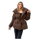 Damen Winterjacke mit Kragen Warme Jacke mit Druckknöpfen, Taschen und verstellbarem Kordelzug in der Taille Bequeme Winterjacke für den Alltag 11
