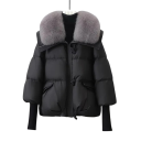 Damen Winterjacke mit Pelzkragen Reißverschluss Warmes weiches Material Polyester Baumwolle Taschen für die Hände Elegante Jacke 6