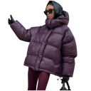 Damen Winterjacke mit Reißverschluss und Druckknöpfen Kapuze Polyester Baumwolle Warme Winterjacke mit bequemem Schnitt Stilvoller Mantel 2