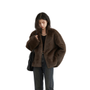 Damen Winterjacke Pelz Universalgröße Warmer Polyester Mantel mit Taschen V-Ausschnitt Eleganter weicher Wintermantel 3